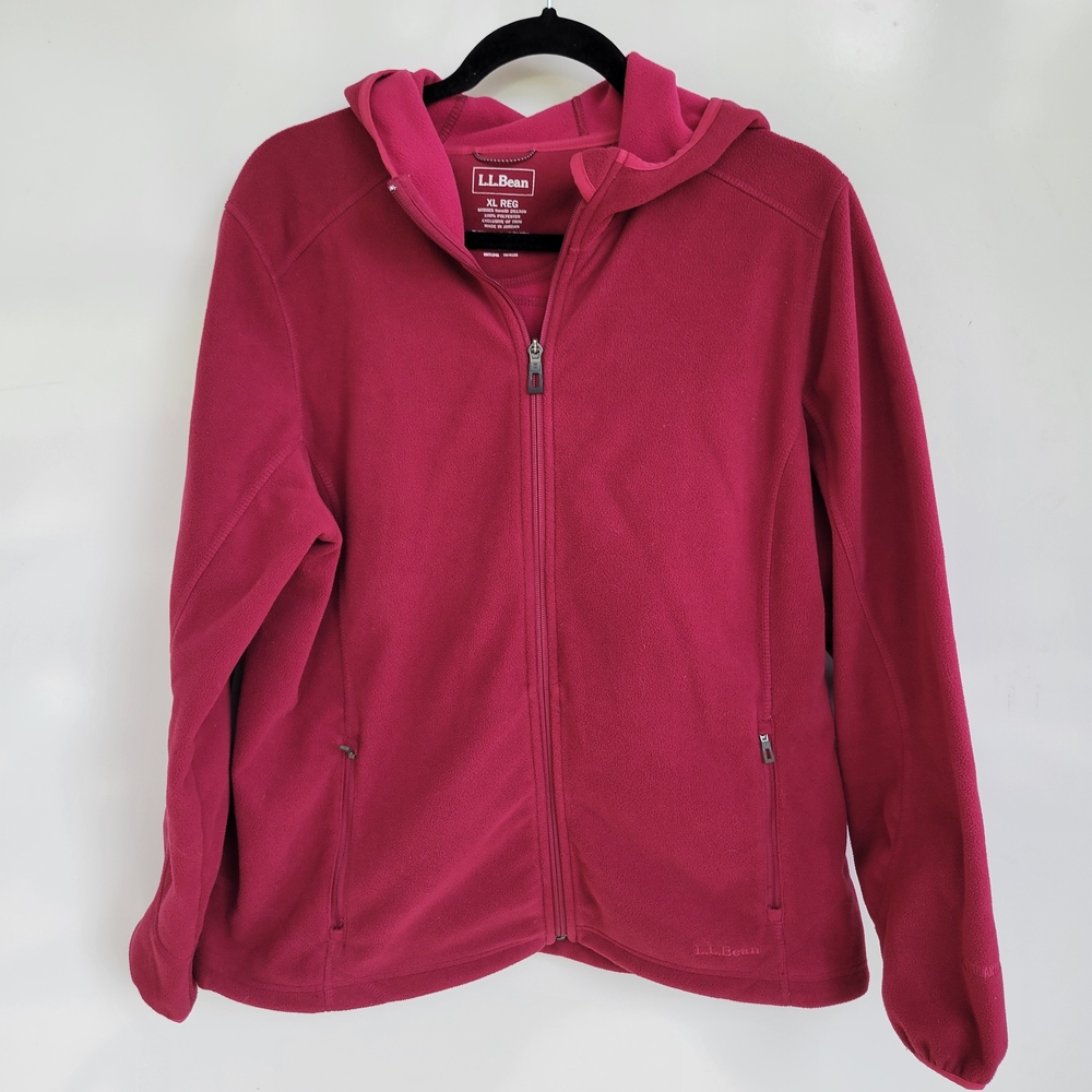 L.L. Bean Raspberry Full-Zip Hooded Fleece Jacket